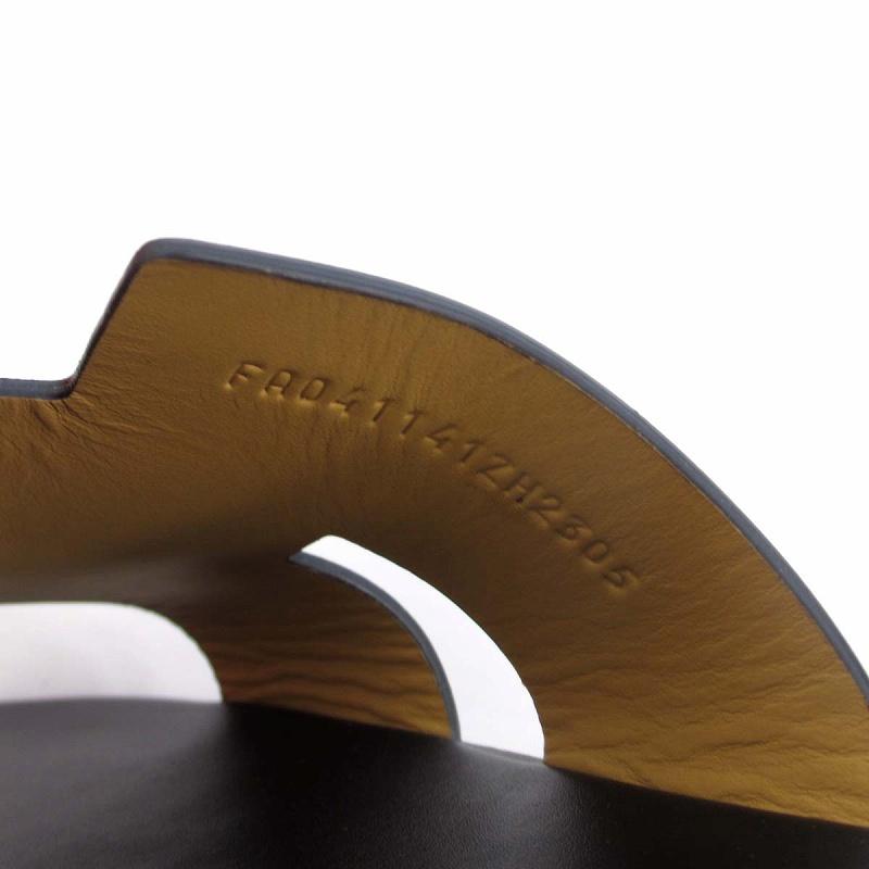 HERMES エルメス イズミール サンダル Hロゴ カーフレザー 黒 ブラック  