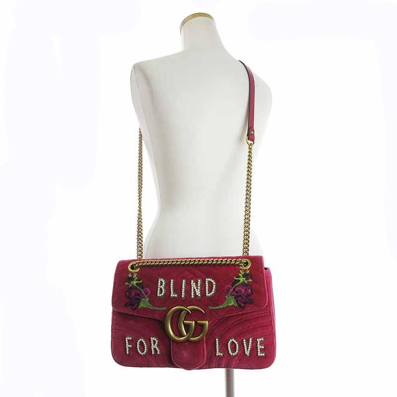 御専用❣️GUCCI グッチ GGマーモント チェーン ショルダーバッグ GUCCI グッチ GGマーモント GGキャンバス チェーンショルダーブルー