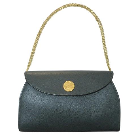 ハナエモリ HANAE MORI チェーン ハンドバッグ レザー 肩掛け 鞄 緑 