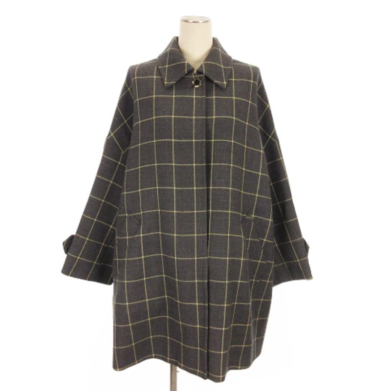 【中古】マッキントッシュ ロンドン 良品 ROSLEY ウインドペン ウール コート ステンカラー チェック グレー 38 マッキントッシュ ロンドン MACKINTOSH LONDON 良品 ロズリー ROSLEY