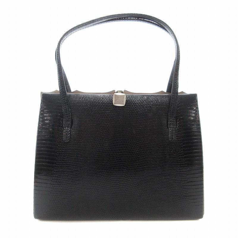 マルウ TOKYO HANDBAC ハンドバッグ リザード レザー 黒 /JS