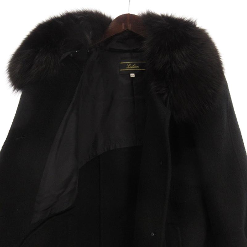 レリアン Leilian ステンカラー コート ロング カシミヤ混 ブルー