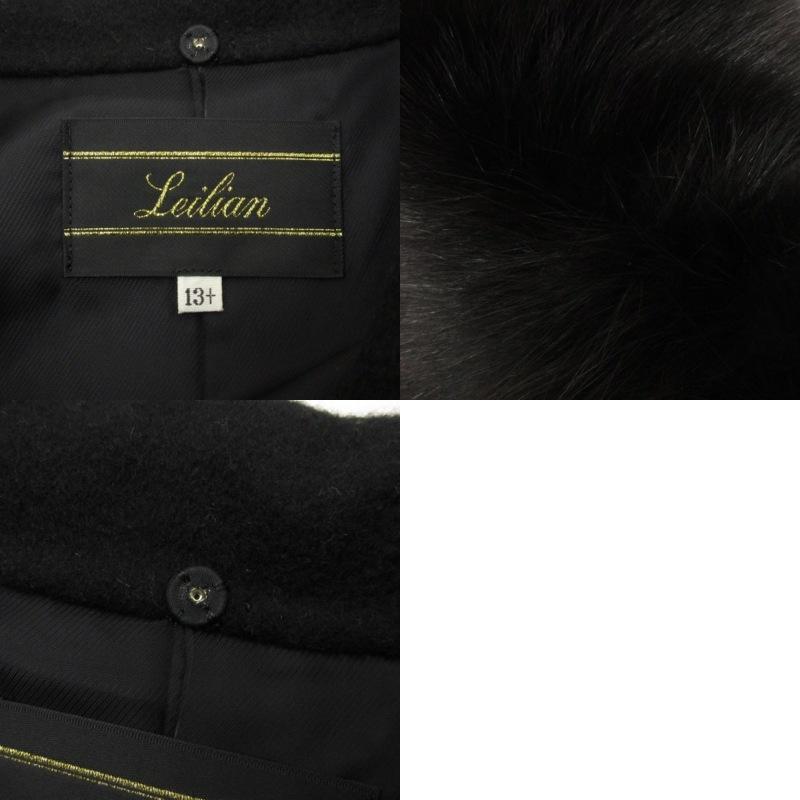 レリアン Leilian ステンカラー コート ロング カシミヤ混 ブルー