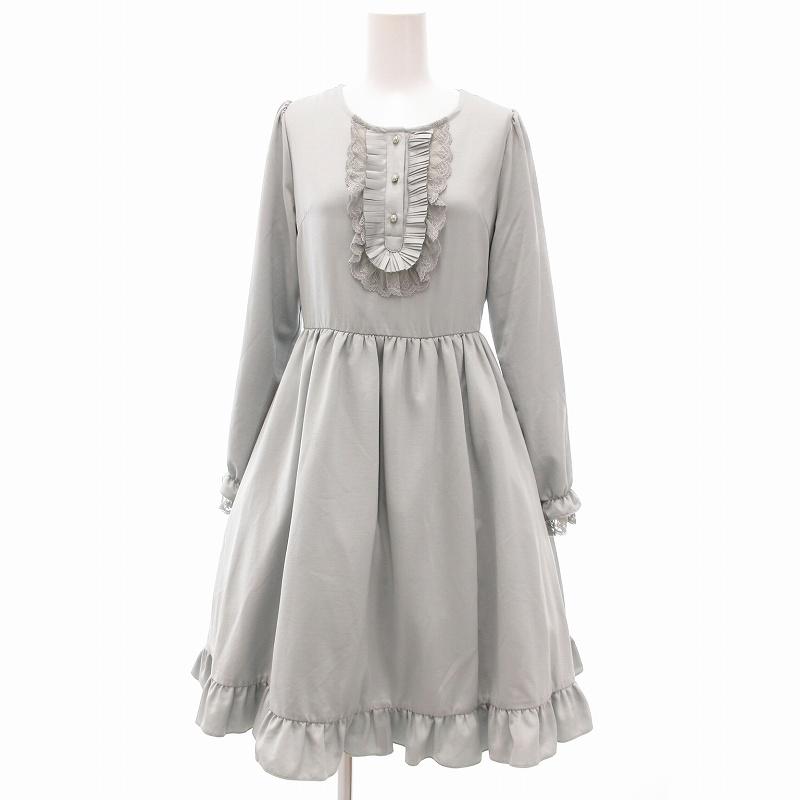 axes femme アクシーズファム サテンワンピース 長袖 レース