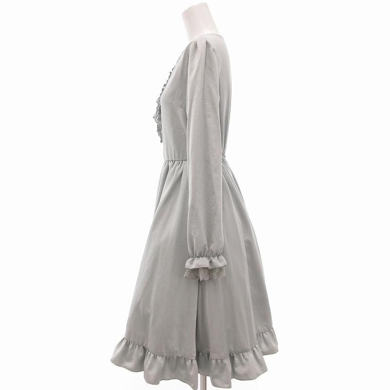axes femme アクシーズファム サテンワンピース 長袖 レース