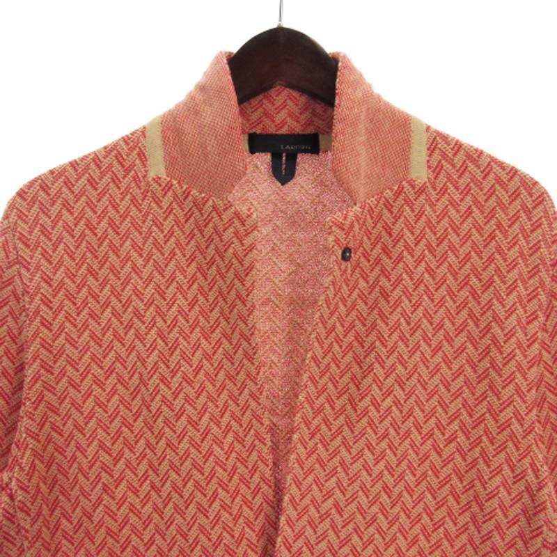 【中古】ラルディーニ テーラード ジャケット ニット ヘリンボーン柄 イタリア製 コットン リネン レッド系 XXS ラルディーニ LARDINI テーラード ジャケット ニット ヘリンボーン柄