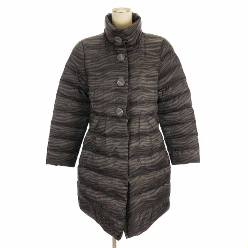 バルマン BALMAIN ダウン コート ロング 総柄 ゼブラ柄 黒 ブラック M