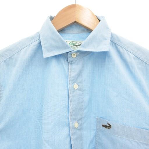 クロコダイル CROCODILE 半袖シャツ カジュアル ロゴワッペン M 水色 