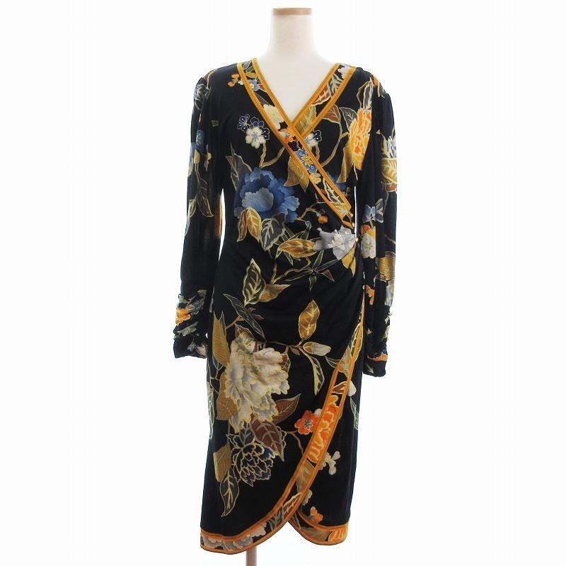 【美品】レオナールノースリーブ カシュクールワンピース リネンノースリーブカシュクールワンピース 黒 | iichi 日々の