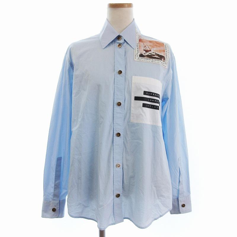 バーバリー　ブラウス　14y 164cm BURBERRY（バーバリー） コットン シャツ ブラウス 長袖 プリント ロゴ