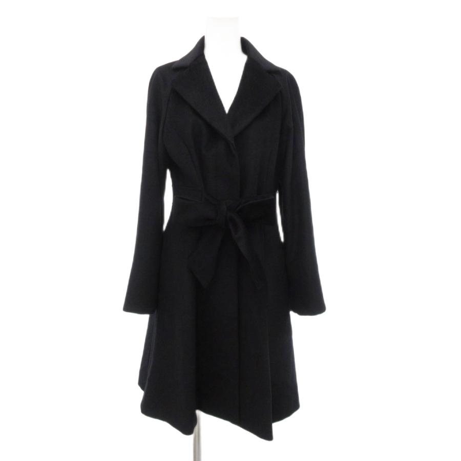 エフデ ef-de ロングコート リボン メルトン アンゴラ シルク混 9 黒