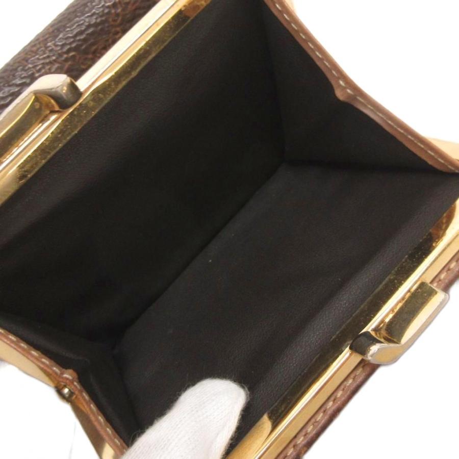 CELINE　セリーヌ　マカダム　二つ折財布　財布　がま口　ブラウン CELINE セリーヌ 二つ折り財布 マカダム柄 がま口 ゴールド金具