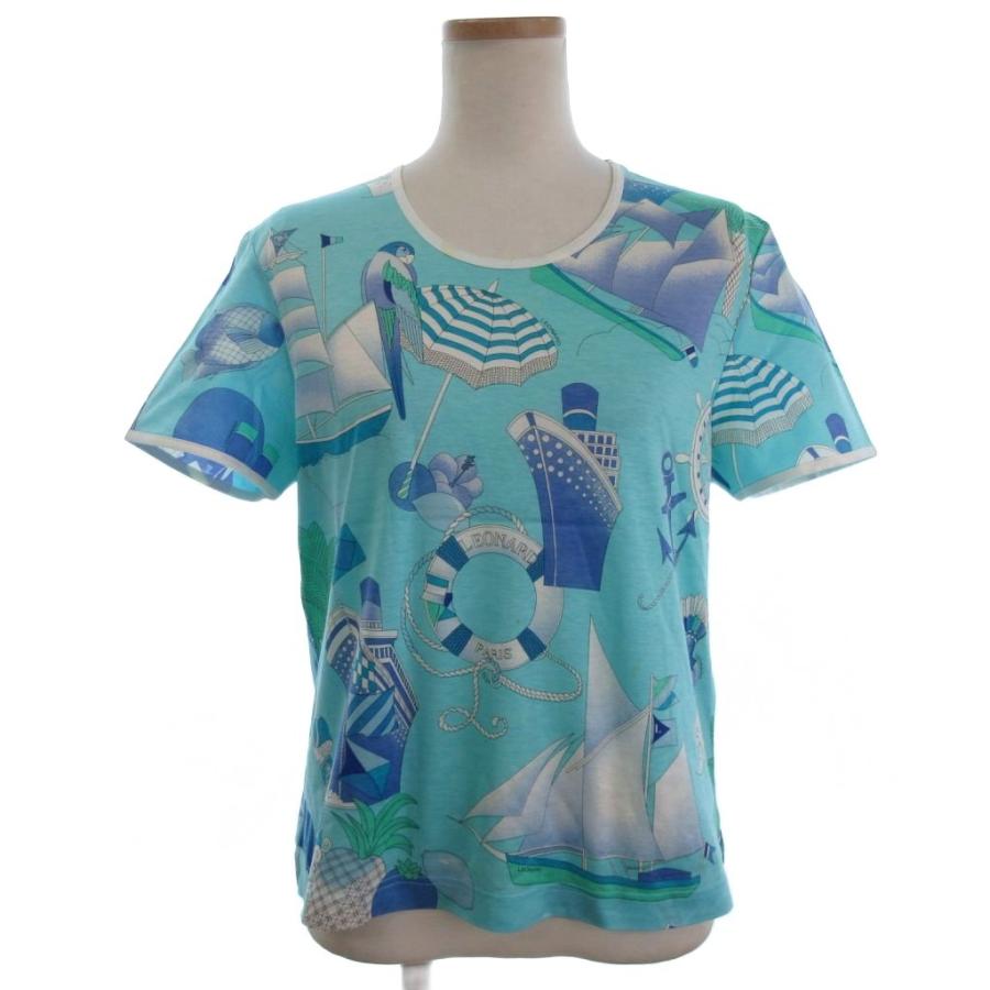 【中古】レオナールスポーツ LEONARD SPORT カットソー Tシャツ 半袖 トリム マリン柄 青 ブルー系 M レディース レオナールスポーツ LEONARD SPORT カットソー Tシャツ 半袖 トリム