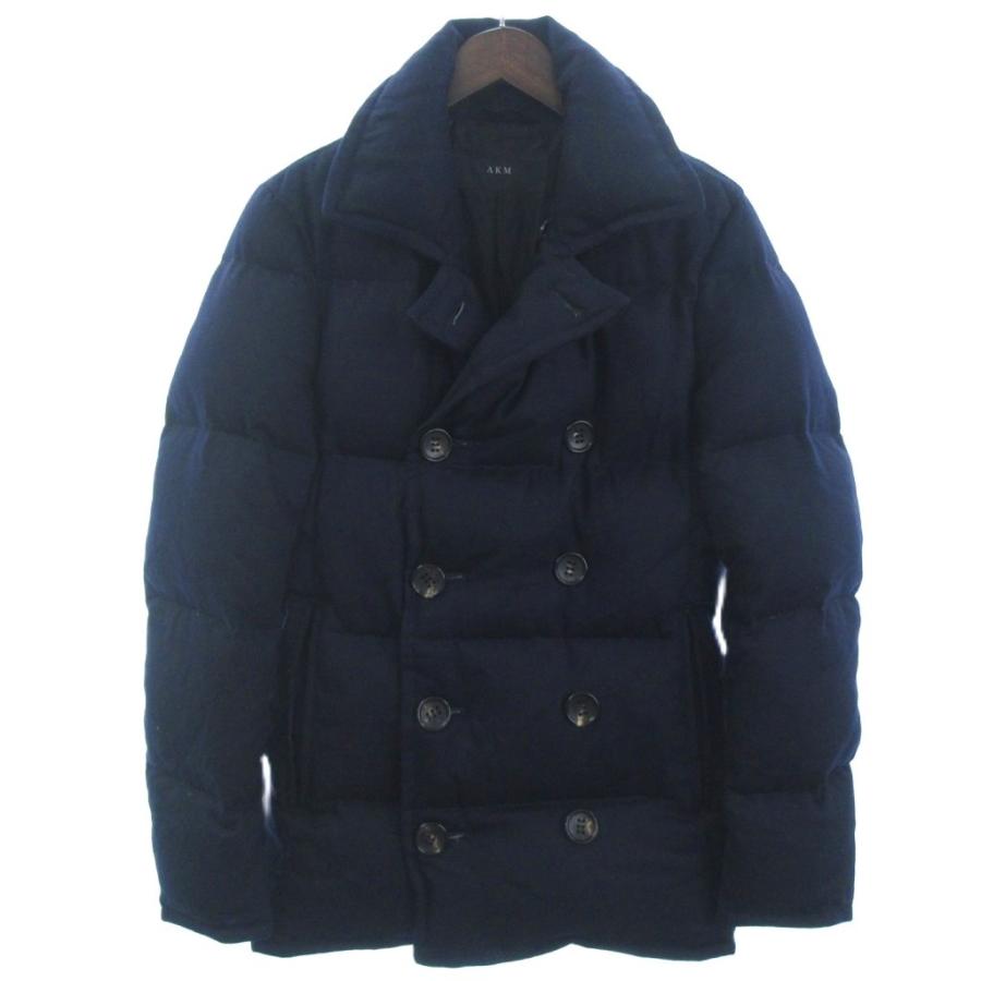 エーケーエム AKM Pコート ダウンジャケット ウール B001 紺 ネイビー