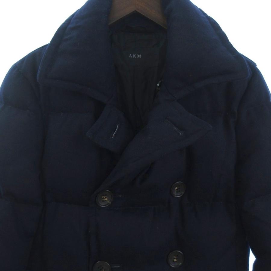 エーケーエム AKM Pコート ダウンジャケット ウール B001 紺 ネイビー