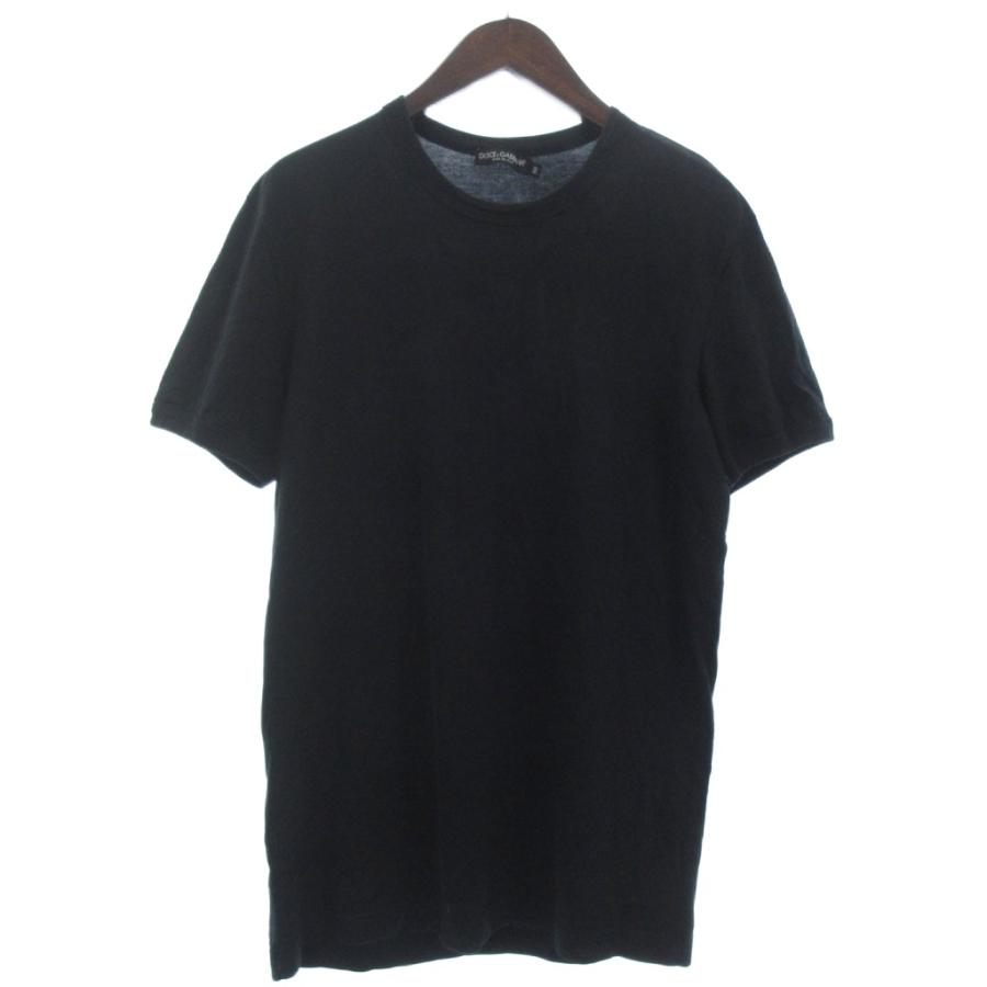 DOLCE&GABBANA ドルチェ&ガッバーナ 半袖 クルーネック Tシャツ ロゴプレート G8HLOT ブラック 黒 美品 中古 4b007060 DOLCE&GABBANA（ドルチェ & ガッバーナ） ドルガバ DOLCE&GABBANA T