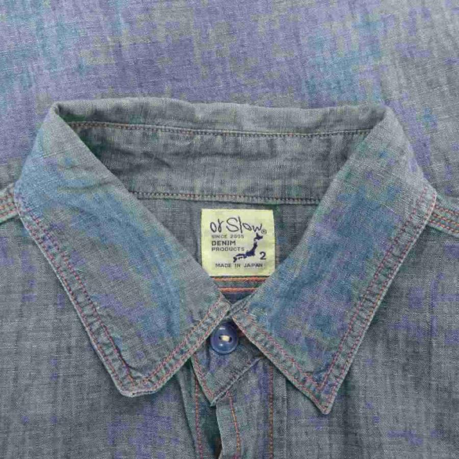 新品ORSLOW デニム長袖シャツ サイズ2 ブルー オアスロウ orslow デニムシャツ 長袖 2 インディゴブルー /FF メンズ