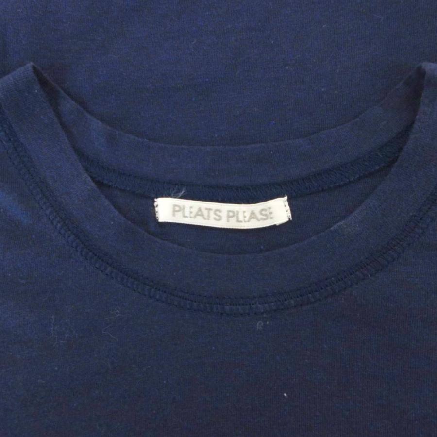 プリーツプリーズ PLEATS PLEASE イッセイミヤケ Tシャツ 半袖 紺