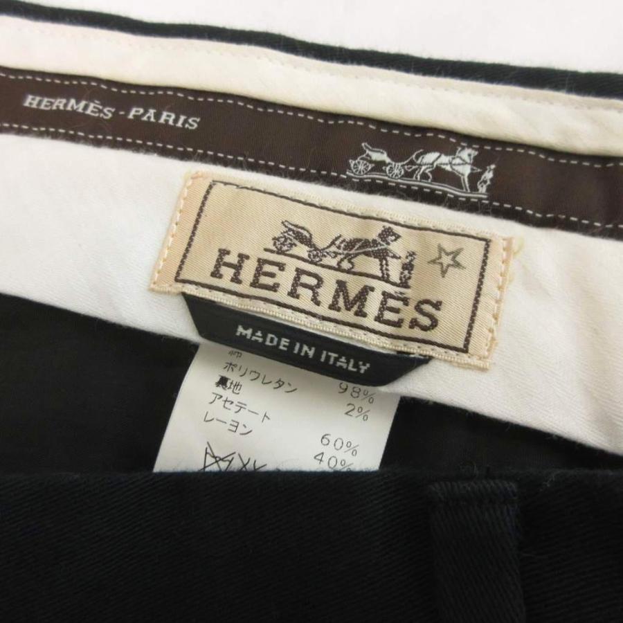 エルメス HERMES ツータック スラックス チノパンツ センタープレス 黒