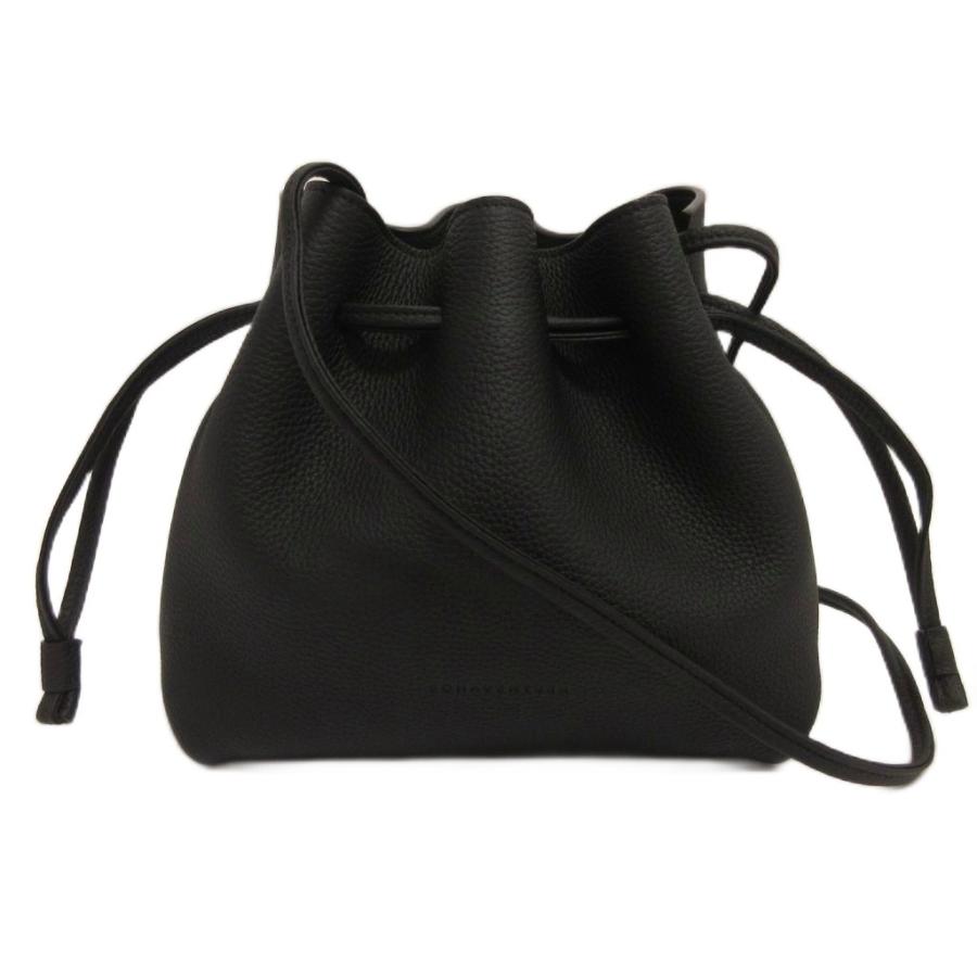 【中古】ボナベンチュラ ノア バッグ ショルダー シュリンクレザー ドローストリング 2way 黒 ブラック レディース ボナベンチュラ BONAVENTURA ノア バッグ ショルダー シュリンクレザー