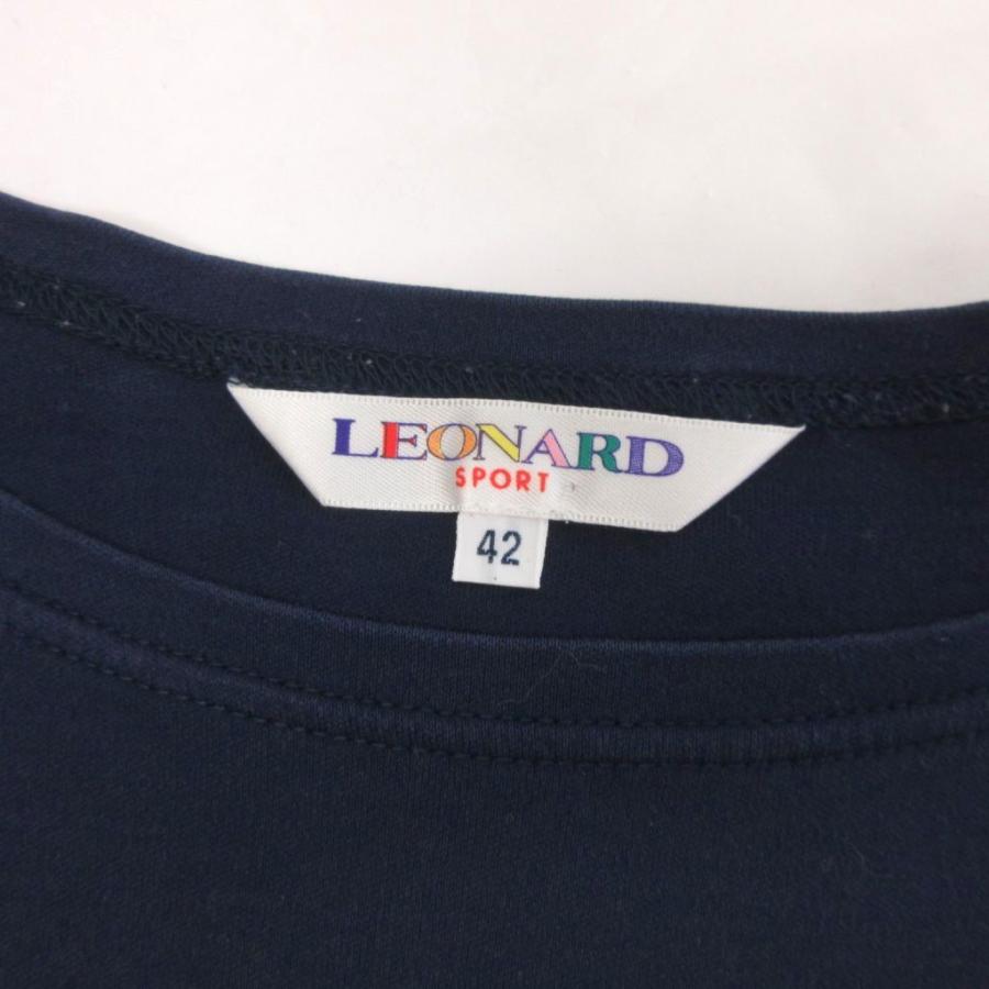 レオナールスポーツ カットソー 刺繍 ビーズ 装飾 半袖 紺 ネイビー 42 レオナールスポーツ LEONARD SPORT カットソー 刺繍 ビーズ 装飾 半袖
