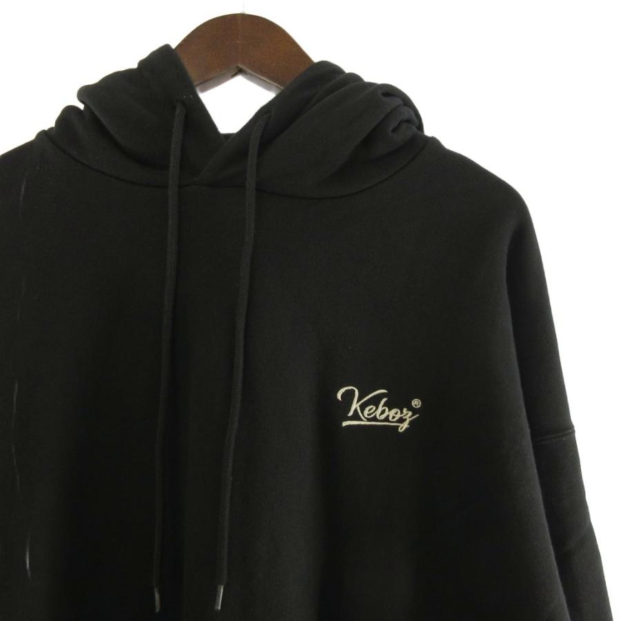ケボズ Keboz パーカー フーディー 裏毛 プリント コットン 黒