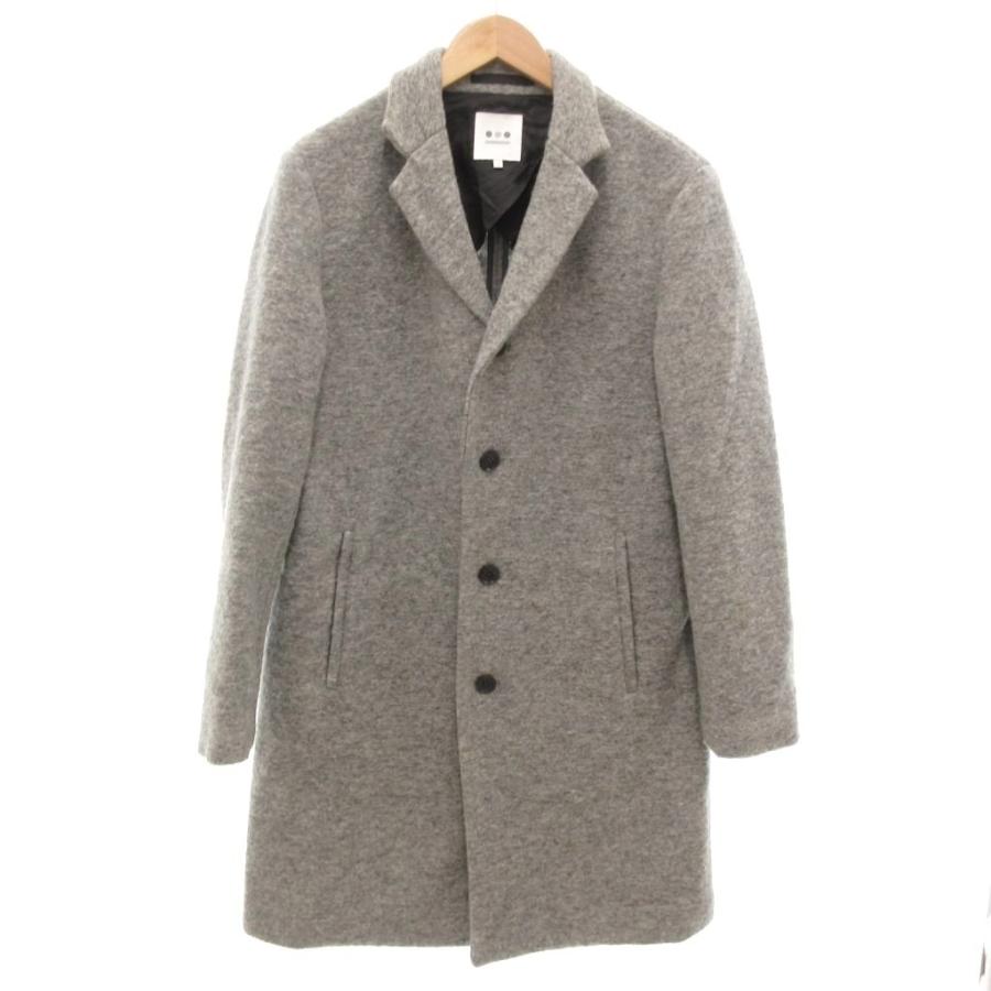 美品【スリードッツ】シャギー ロングチェスターコート 軽量 グレー 