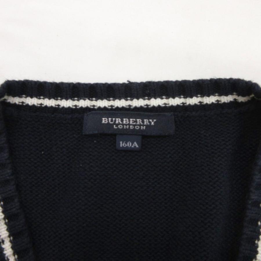 Junko様 新品BURBERRY LONDON コットンニット ベスト ブラッ BURBERRY LONDON バーバリー ワンポイントロゴ 刺繍 ウールニット