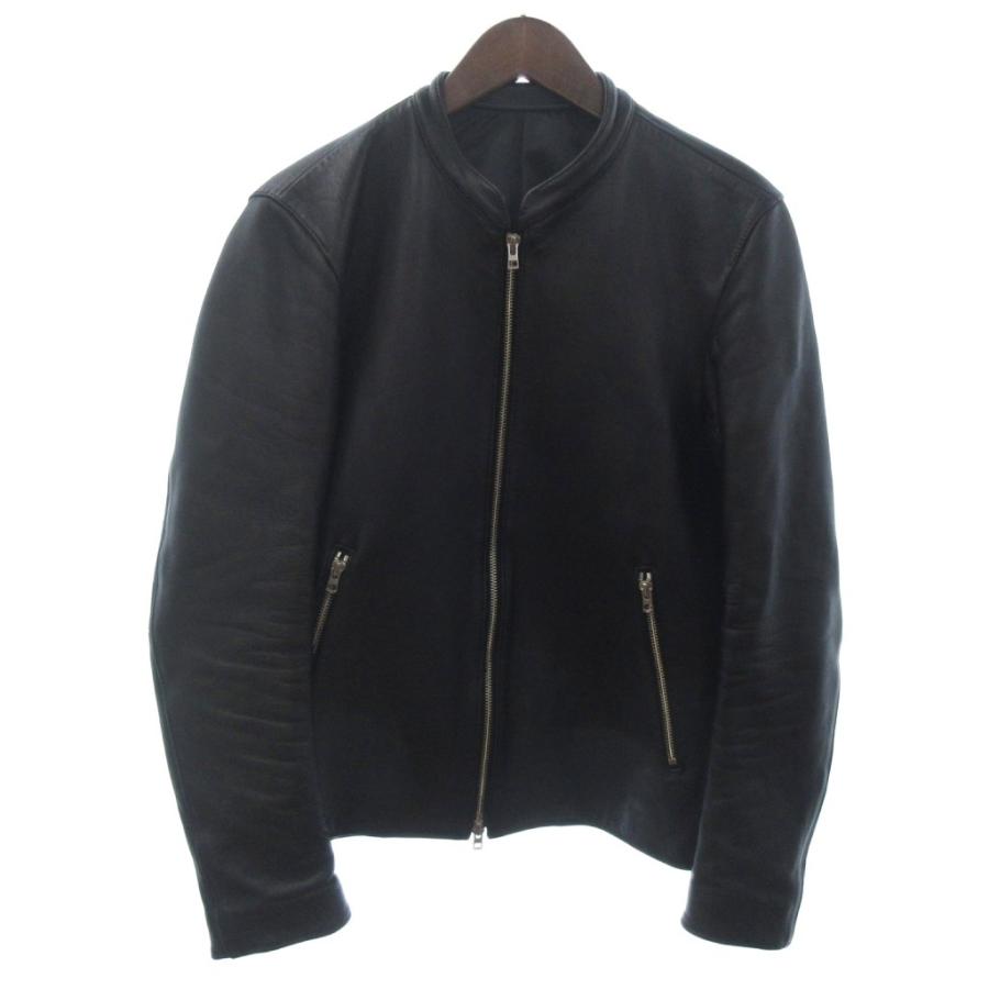 BOLINI MILANOラムレザー シングルライダースジャケット 52 羊革黒 BOLINI MILANOラムレザー シングルライダースジャケット 52 羊革黒