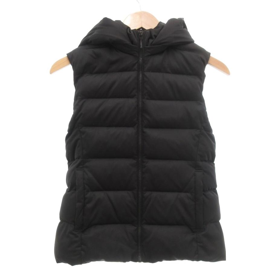 ユニクロ　+J ダウンベスト ダウンジャケット Sサイズ ブラック ダウン ユニクロ（UNIQLO） 美品 ダウンベスト S 黒 ブラック 無地 フード付き