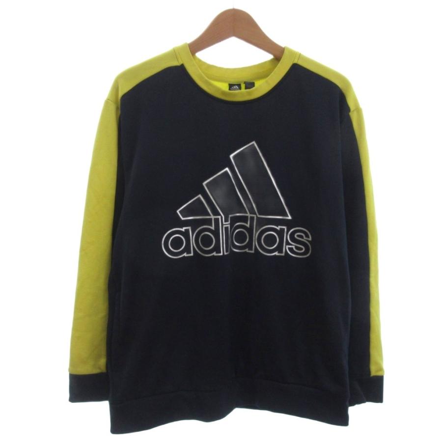 adidas 黒/黄 長袖サッカーウェア Lサイズ adidas（アディダス） スウェット トレーナー 紺 黄 ネイビー イエロー