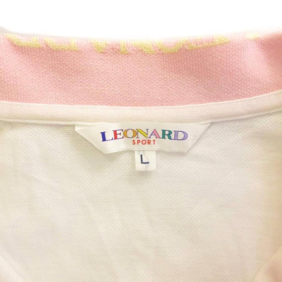 レオナールスポーツ LEONARD SPORT ポロシャツ 半袖 ワッペン 刺繍 白