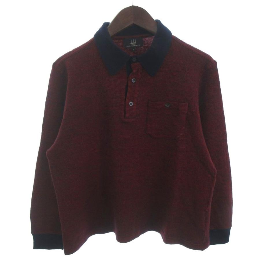 dunhill（ダンヒル） ニット ポロシャツ ウール 長袖 レッド系 L □ECT 