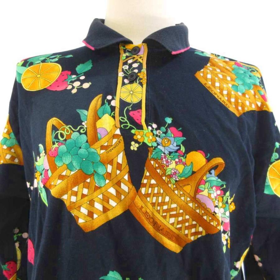 レオナール　スポーツ　長袖ポロシャツ　花柄　大きいサイズ　サイズ44 LEONARD（レオナール） #spc レオナールスポーツ LEONARD SPORT T