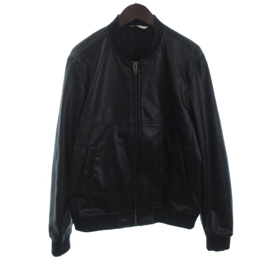 ZARA（ザラ） フェイクレザー ブルゾン ジップアップ 黒 M メンズ
