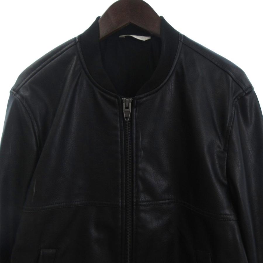 ZARA（ザラ） フェイクレザー ブルゾン ジップアップ 黒 M メンズ
