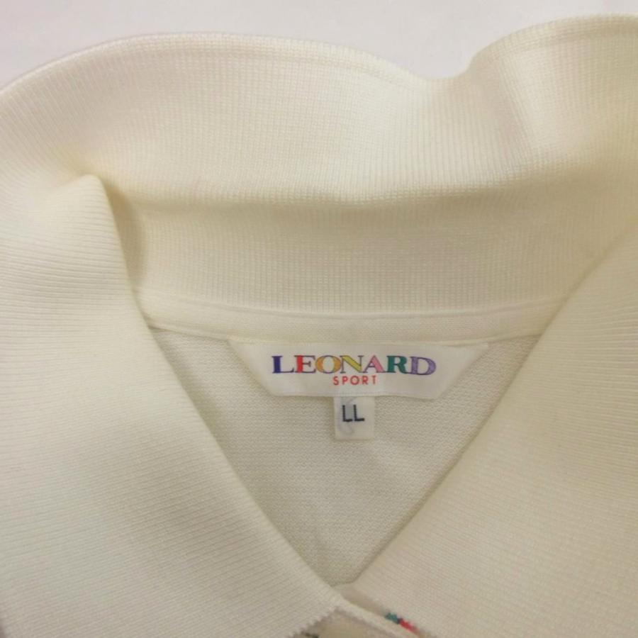 レオナールスポーツ LEONARD SPORT ポロシャツ 半袖 花柄 オフホワイト