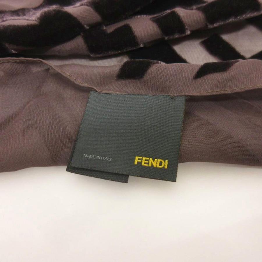 FENDI（フェンディ） シアー ストール ベルベット ロゴ レーヨン 