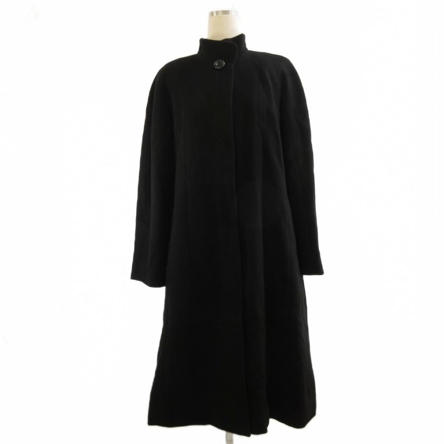 レリアン Leilian ロングコート スタンドカラー カシミヤ 黒 ブラック