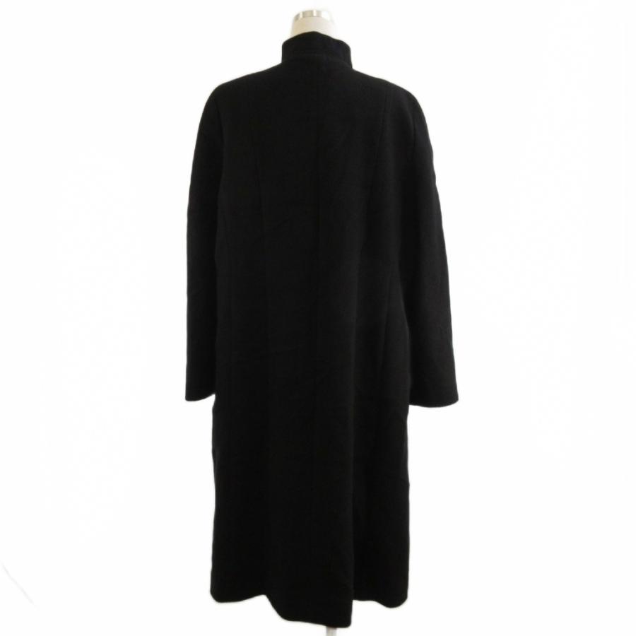レリアン Leilian ロングコート スタンドカラー カシミヤ 黒 ブラック 