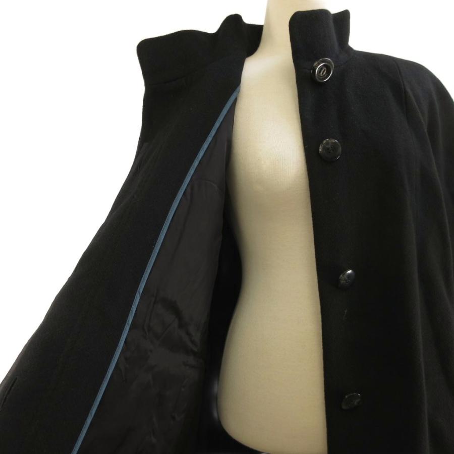 レリアン Leilian ロングコート スタンドカラー カシミヤ 黒 ブラック