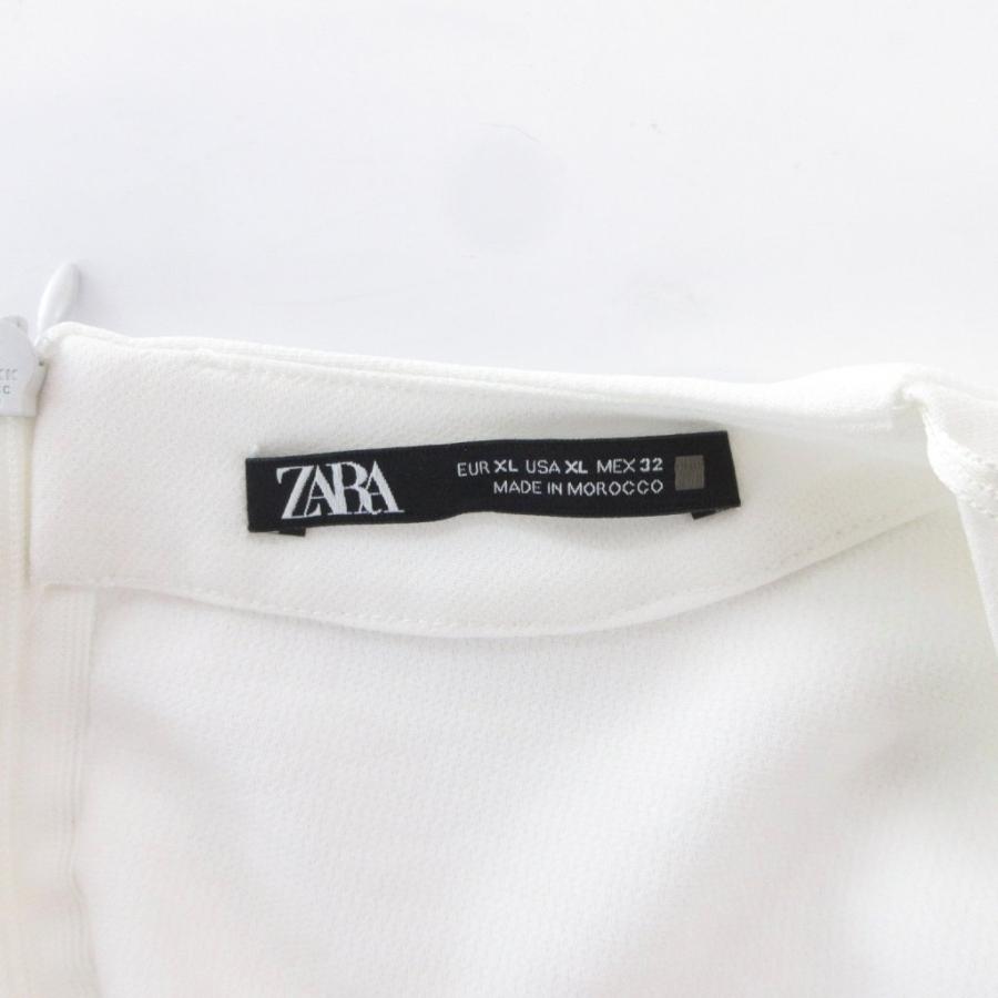 ZARA（ザラ） ロングワンピース XL 白 ホワイト Vネック 長袖 リボン 
