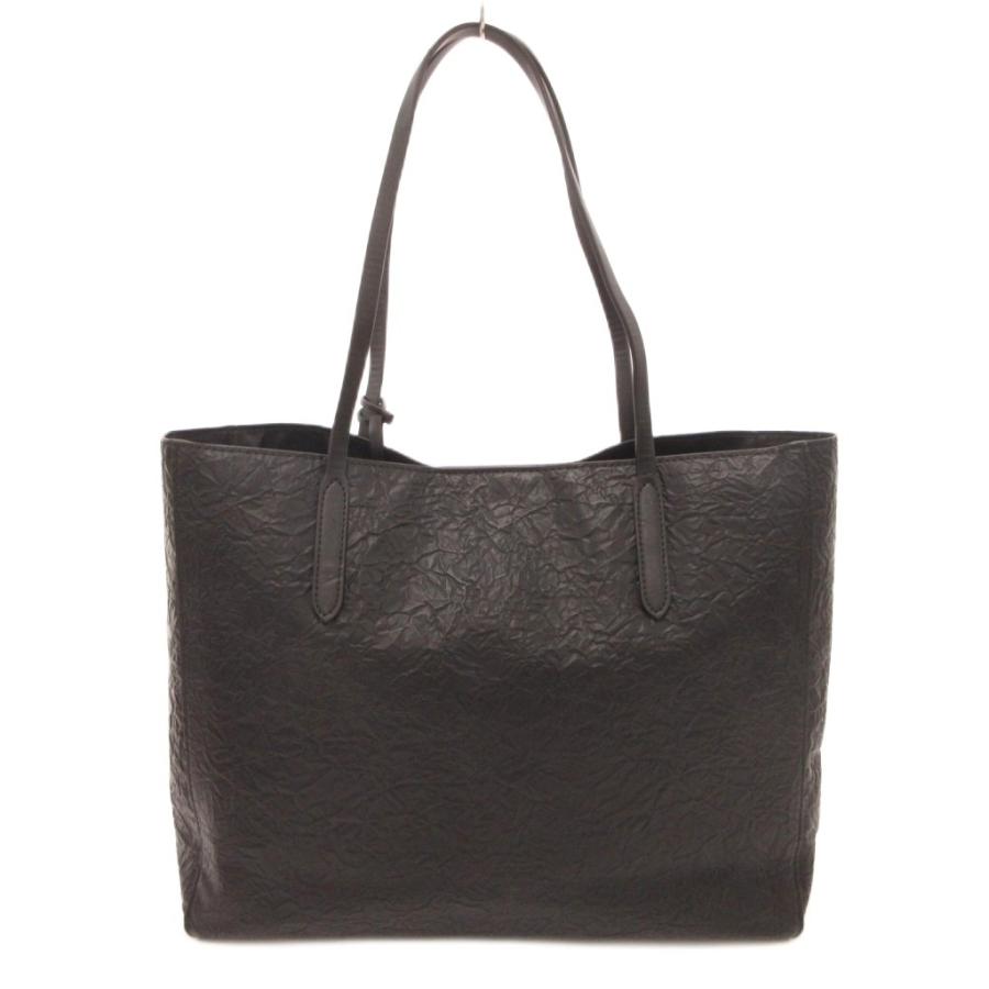 CHARLES & KEITH ブラックトートバッグ チャールズ&キース CHARLES&KEITH トートバッグ シワ加工 レザー