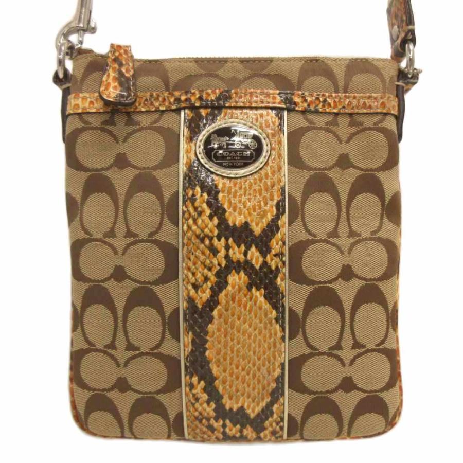 COACH（コーチ） ショルダーバッグ シグネチャー パイソン柄 ベージュ 