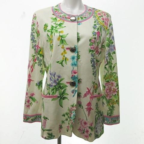 在庫限り レオナール Leonard ノーカラージャケット 花柄 ボタニカル 長袖 白 ピンク 9ar 0130 Ecr レディース ベクトル 古着 最新情報 Kuljic Com