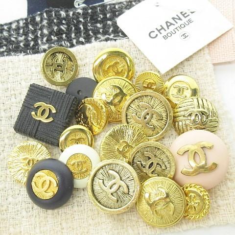 シャネル CHANEL ココマーク 金ボタン × ツイードはぎれ 20個セット