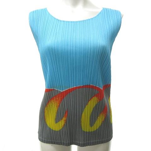 ISSEY MIYAKE プリーツプリーズ ブルー タンクトップ サイズ M ISSEY MIYAKE プリーツプリーズ ブルー タンクトップ サイズ M