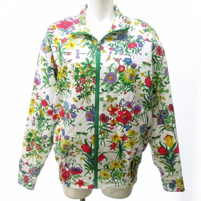 JEAN MICHEL USA 美品 花柄 ブルゾン ジャケット フラワー コットン 白 