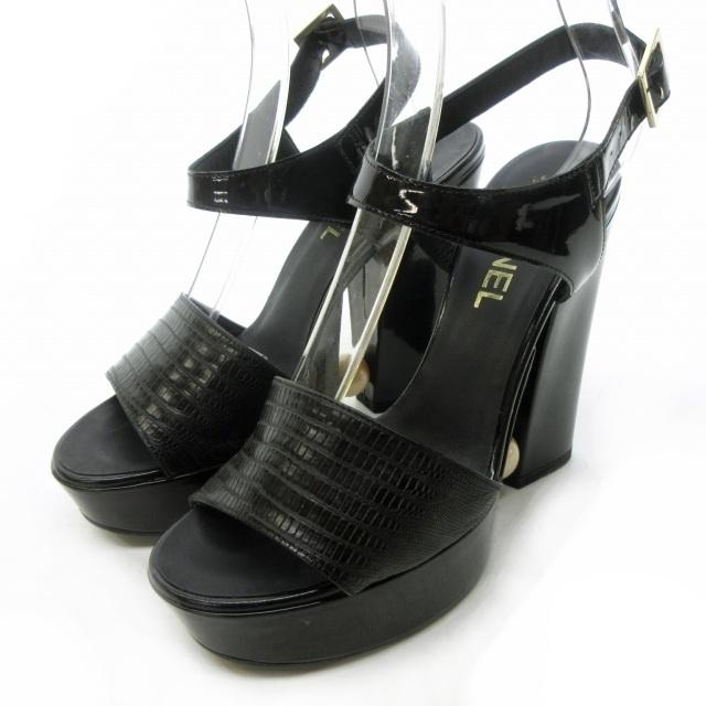 CHANEL シャネル 黒エナメルサンダル 23.5cm（36 1/2）