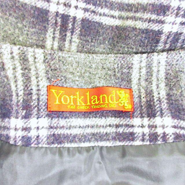 ヨークランド YORKLAND 美品 ひざ丈スカート ウール チェック 紫